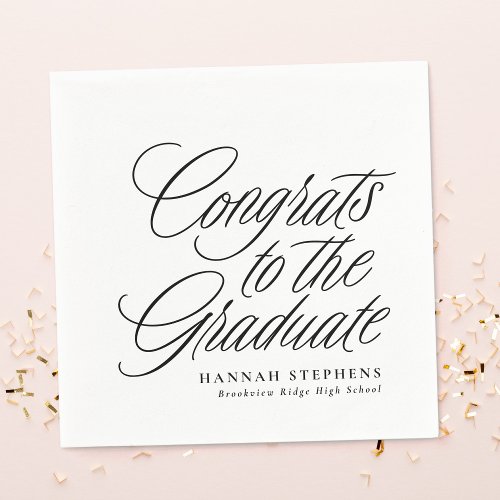 Congrats to the graduate classic black graduation napkins