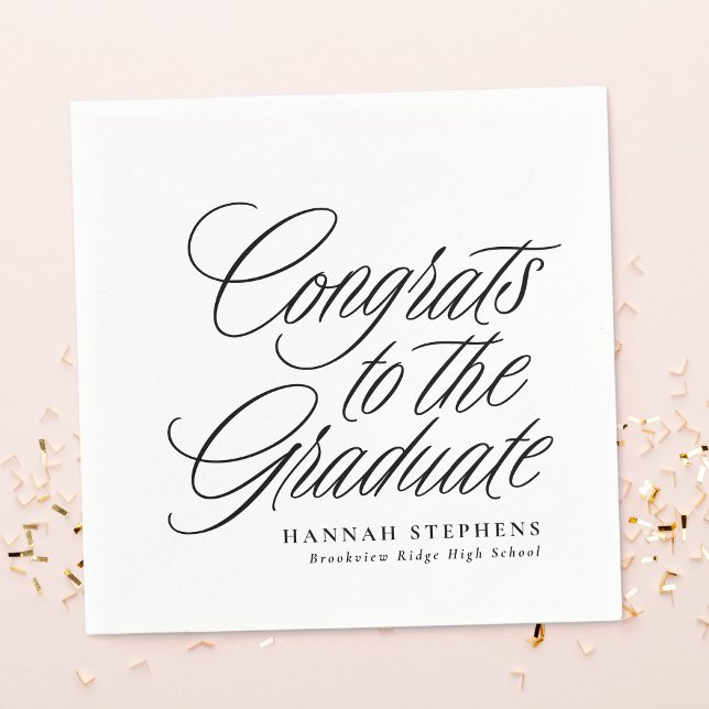 Congrats to the graduate classic black graduation napkins (Creator Uploaded)