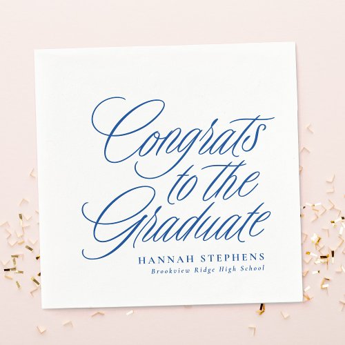 Congrats to the graduate classic blue graduation napkins