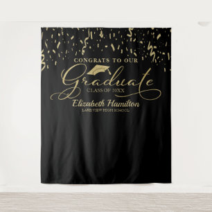 Congrats To The Graduate Gold And Black  Backdrop