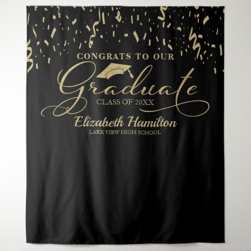 Congrats To The Graduate Gold And Black  Backdrop