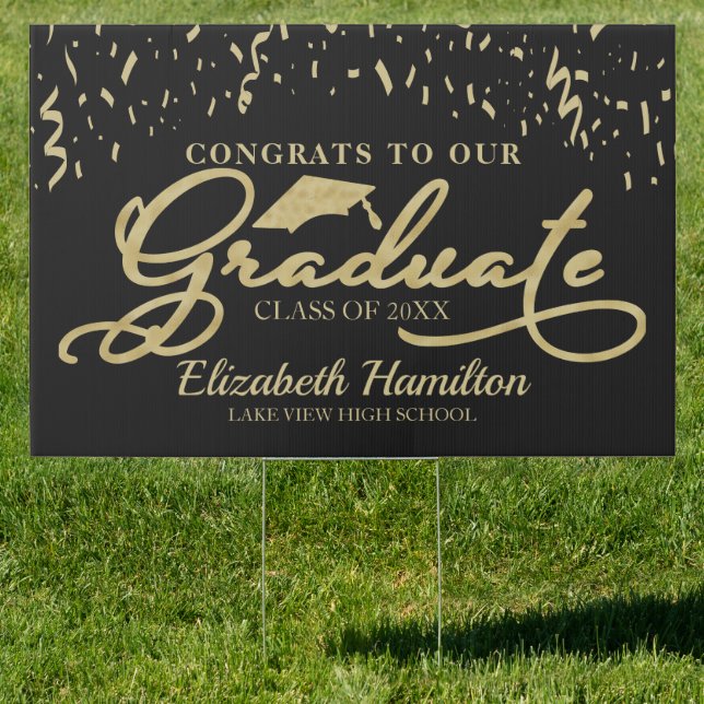 Congrats To The Graduate Gold And Black Sign (Insitu)