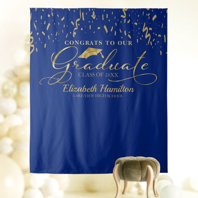 Congrats To The Graduate Gold And Blue Backdrop (Creator Uploaded)