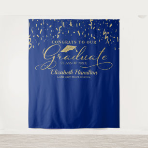 Congrats To The Graduate Gold And Blue Backdrop