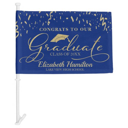 Congrats To The Graduate Gold And Blue Parade  Car Flag