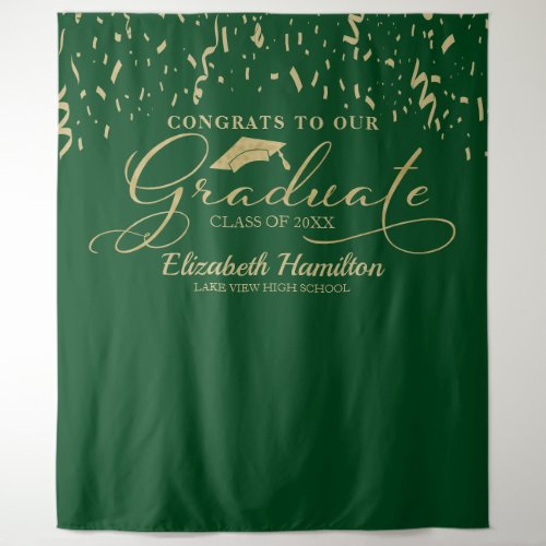 Congrats To The Graduate Gold And Green Backdrop