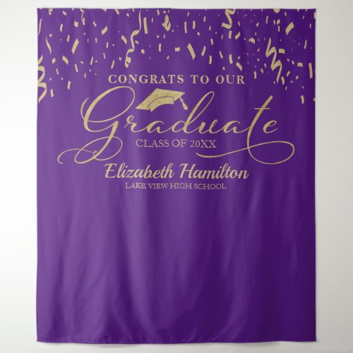 Congrats To The Graduate Gold And Purple Backdrop