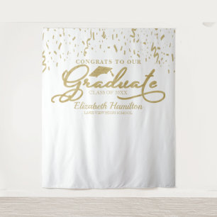 Congrats To The Graduate Gold And White Backdrop