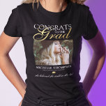 Congrats to the Graduate Photo T-Shirt<br><div class="desc">Personalized graduation tribute t-shirt featuring a picture of the graduate,  the text "congrats to the grad",  their name,  school/college name,  a faux gold foil mortar cap,  and the inspirational quote saying "she believed she could so she did".</div>