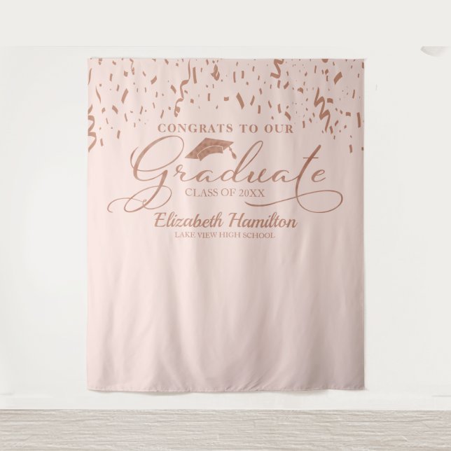Congrats To The Graduate Rose Gold Pink Backdrop (Front)