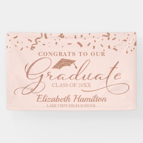 Congrats To The Graduate Rose Gold Pink Blush Banner