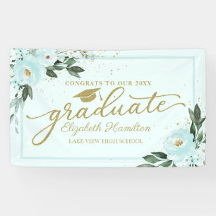 Congrats To The Graduate Teal Floral Grad Party Banner