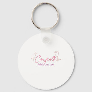congrats wine glass stars pink pastel bold retro g keychain