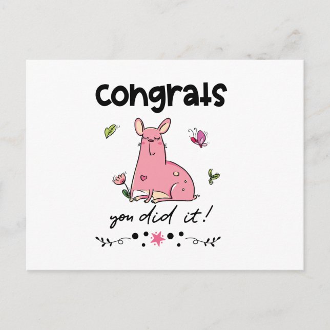 Congrats You Did It Funny Cartoon French Bulldog Postcard (Front)