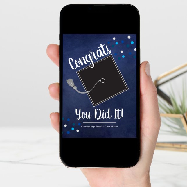 Congrats You Did It Grad Mortarboard and Confetti Card (Front Digital)