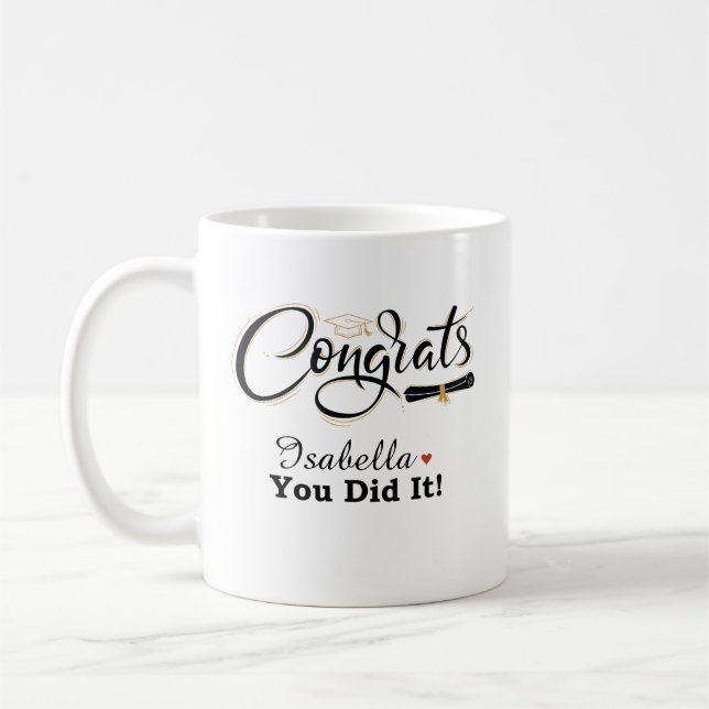 Congrats You Did It Graduate Custom Name Coffee Mu Coffee Mug (Left)