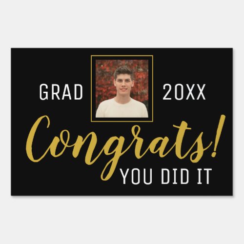 Congrats You Did It Guys Graduation Black Gold Sign