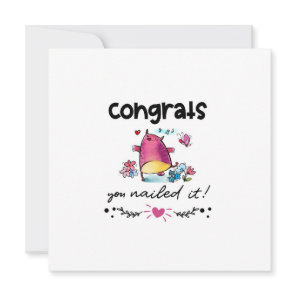 Congrats You Nailed It Cartoon Owl Humor Card
