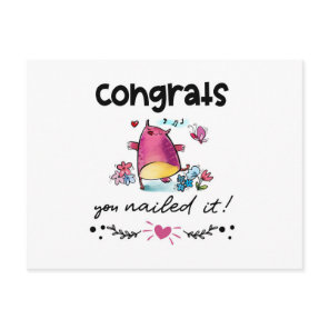 Congrats You Nailed It Cute Owl Cartoon Postcard