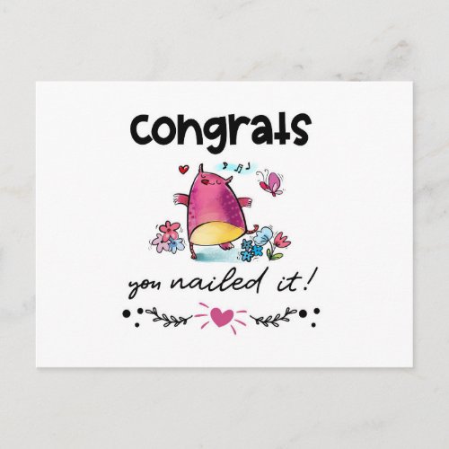 Congrats You Nailed It Cute Owl Cartoon Postcard