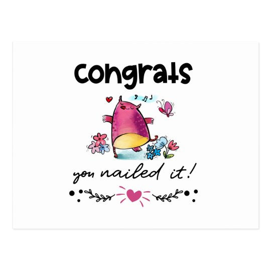 Congrats You Nailed It Cute Owl Cartoon Postcard