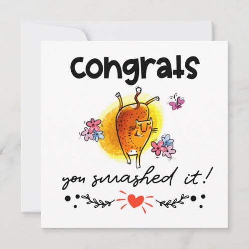 Congrats You Smashed It Cartoon Cat Humor Card