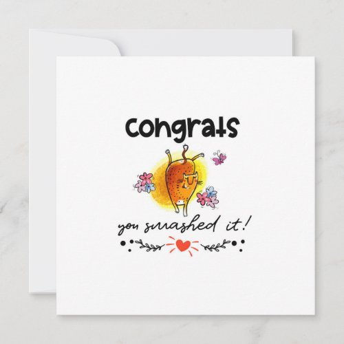 Congrats You Smashed It Cartoon Cat Humor Card