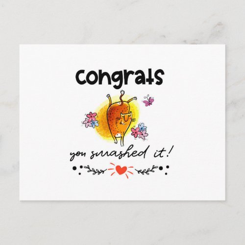 Congrats You Smashed It Cute Cat Cartoon Postcard