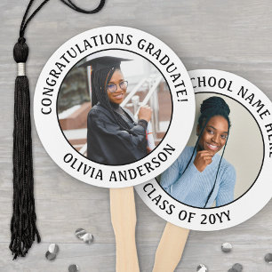 Congratuatlions Graduate Modern 2 Photo Graduation Hand Fan