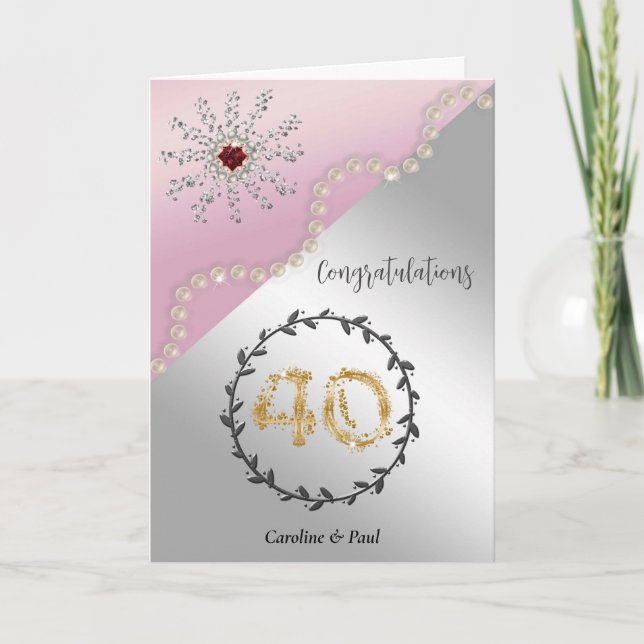 Congratulate Friends on 40th Wedding Anniversary Card (Front)