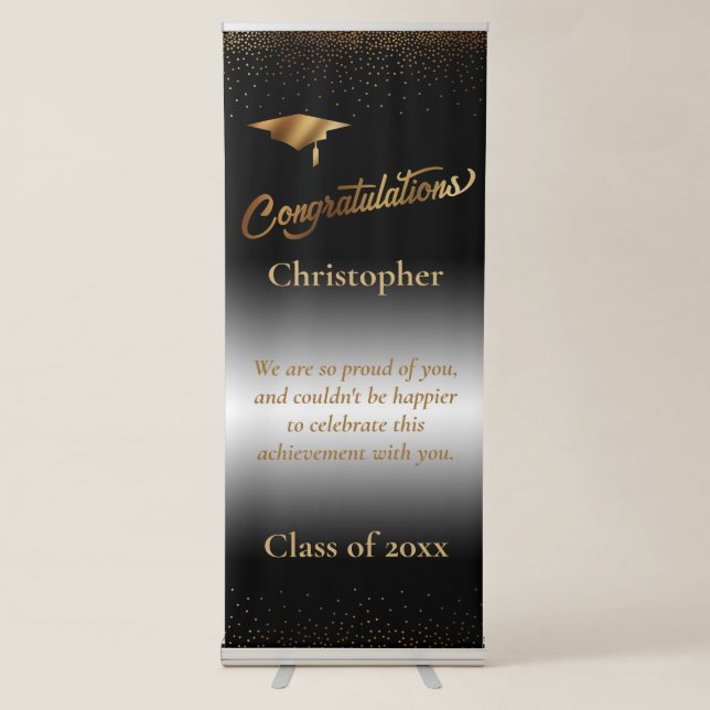 Congratulate the Graduate Class of Black Ombré Retractable Banner (Front)