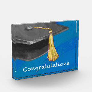 Congratulation Black and Blue Acrylic Award