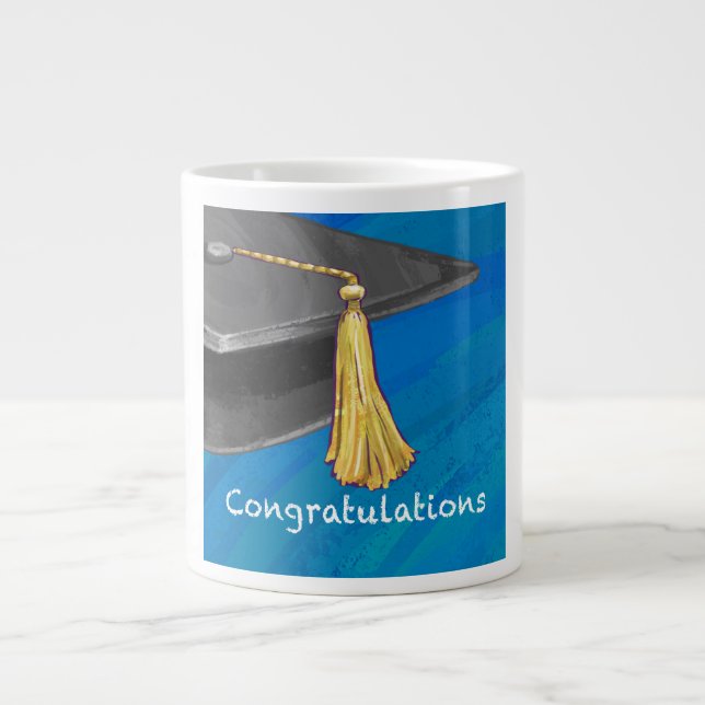 Congratulation Black and Blue Giant Coffee Mug (Front)