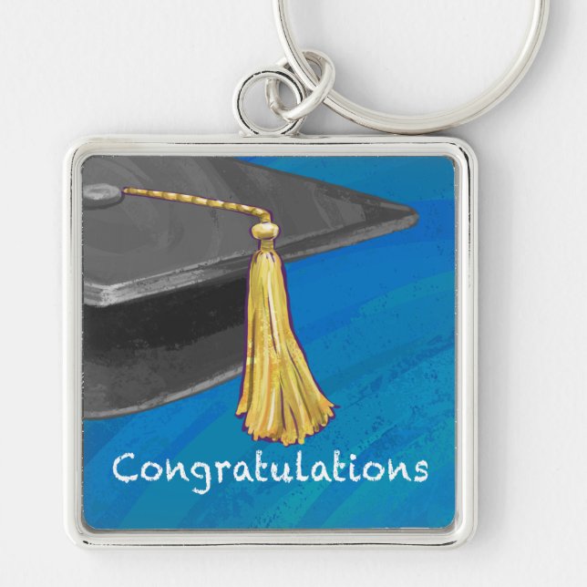 Congratulation Black and Blue Keychain (Front)