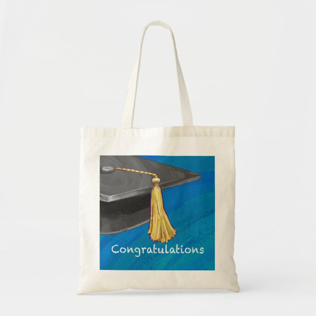 Congratulation Black and Blue Tote Bag (Front)