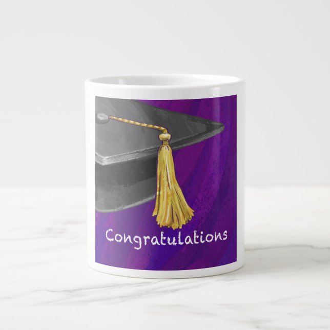 Congratulation Black and Purple Giant Coffee Mug (Front)