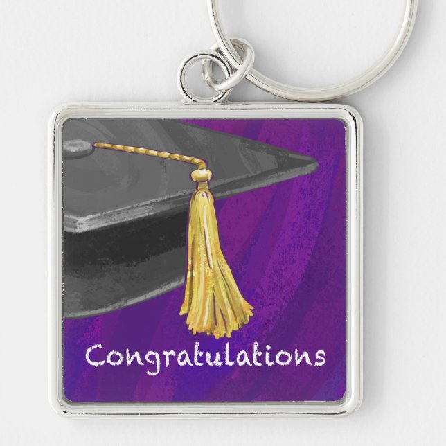 Congratulation Black and Purple Keychain (Front)