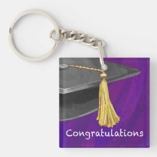 Congratulation Black and Purple Keychain