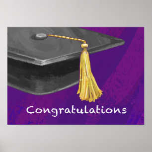 Congratulation Black and Purple Poster