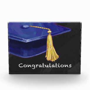 Congratulation Blue and Black Acrylic Award