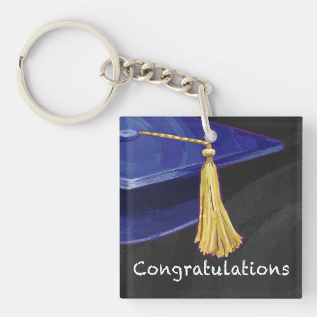 Congratulation Blue and Black Keychain (Front)