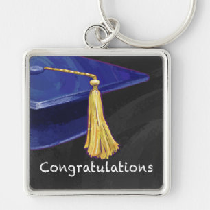 Congratulation Blue and Black Keychain