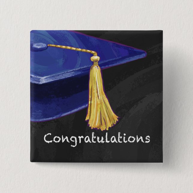 Congratulation Blue and Black Pinback Button (Front)
