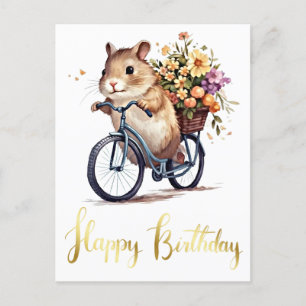 Congratulation Cute Hamster Flowers Personalized Postcard