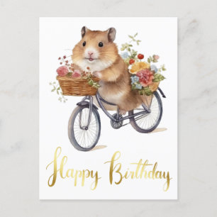 Congratulation Cute Hamster Flowers Personalized Postcard