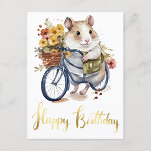 Congratulation Cute Hamster Flowers Personalized Postcard