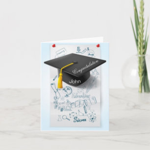 Congratulation finished school with personal name card