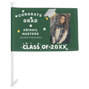 congratulation grad stars photo monogram car flag