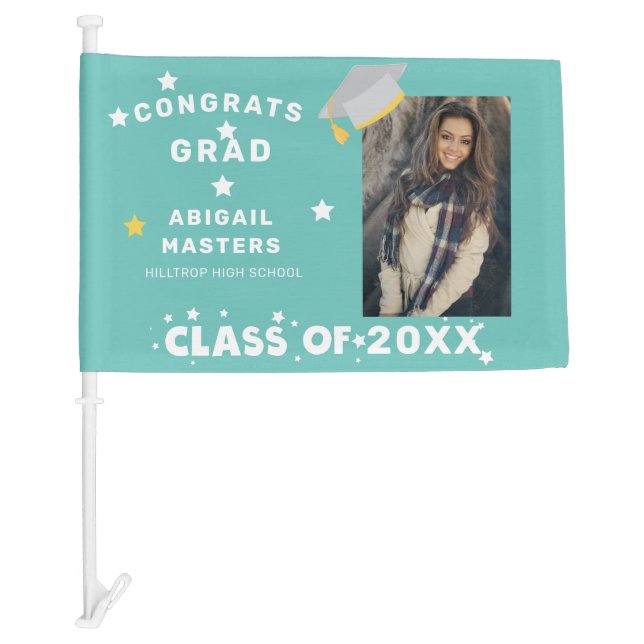 congratulation grad stars photo monogram car flag (Front)