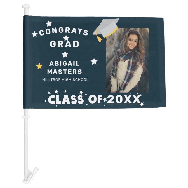 congratulation grad stars photo monogram car flag (Front)